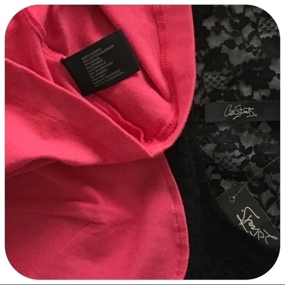 CITY STREETS Vibrant Hot Barbie Pink w/ Black Lace Body Con Dress Size S NWT! - Picture 5 of 6